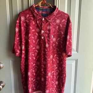 William Murray Golf Men's Red Patterned Polo Shirt
